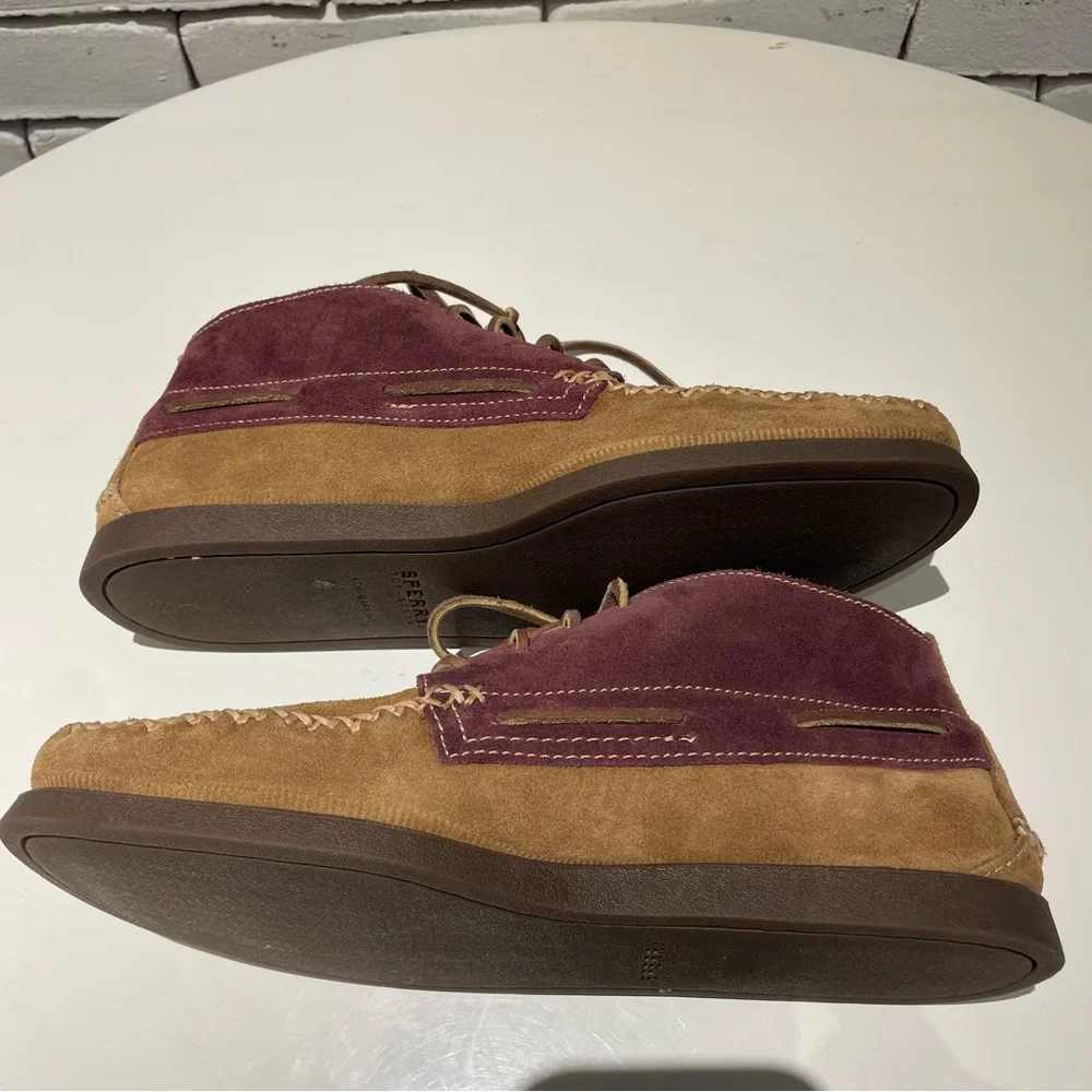Sperry Men's Leather Top Sider Chukka Boot Burgundy & Brown Size 9.5